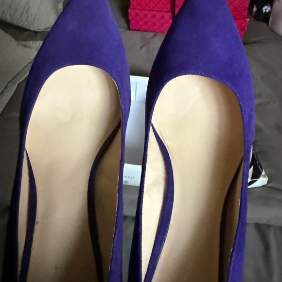 Nine W. purple suede pumps, block heel - Picture 4 of 9